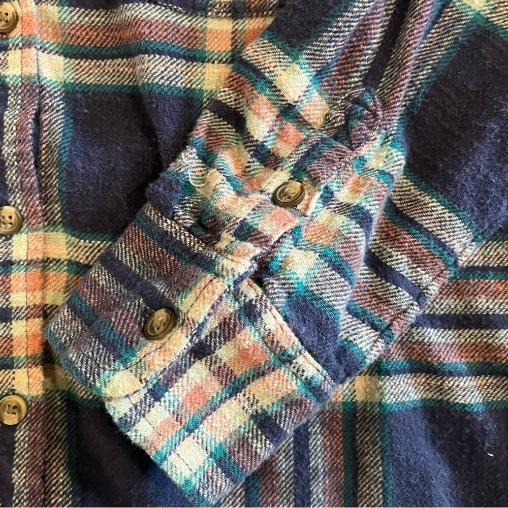 American Eagle Hooded Flannel Plaid Blue Cozy Gorpcore Fall Women's Small - Picture 3 of 8